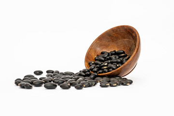 black turtle bean seeds isolated on white background