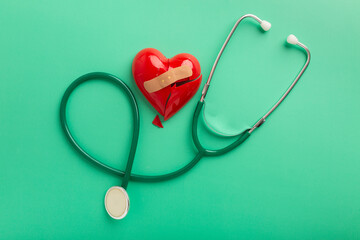 medical concept-broken love shape with stethoscope