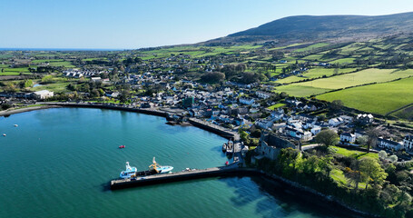 Fototapeta na wymiar Aerial photo of Carlingford Village and Lough Co Louth Irish Sea Ireland