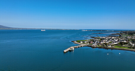 Aerial photo of Carlingford Village and Lough Co Louth Irish Sea Ireland