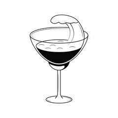 Abstract Doodle Elements Hand Drawn Drink Liquid Beverage Cocktail Alcohol With Wave Sketch Vector Design Style Background Illustration For Restaurant Cafe Illustration Icons