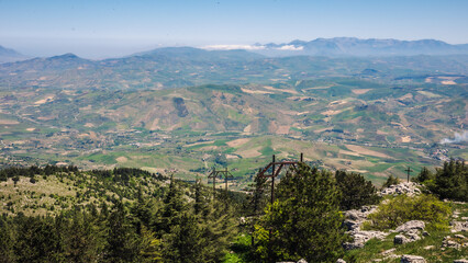 Fototapeta na wymiar Sicilian Spring Countryside Hill Landscape