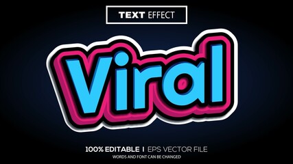 3d editable text effect viral theme premium vector - obrazy, fototapety, plakaty