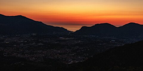 sunset over the mountains