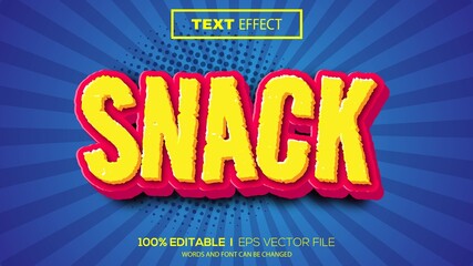 3d editable text effect snack theme premium vector
