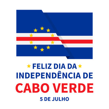 Cape Verde Independence Day typography poster in Portuguese. National holiday celebrated on July 5. Vector template for banner, greeting card, flyer, etc