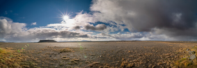 Naklejka premium Landscape panorama on Iceland island