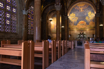 Fototapeta na wymiar Jerusalem, Israel: Interior view of the Church of All Nations or the Basilica of the Agony on the Mount of Olives