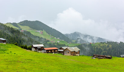 SAL PLATEAU and POKUT PLATEAU view together in Camlihemsin district of Rize province. Kackar Mountains region. Rize, Turkey.