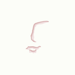 Woman face  drawing on white isolated background. Vector illustration.