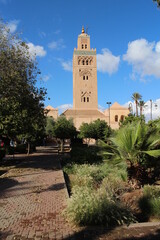 Fototapeta na wymiar Minaret of the Koutoubia Mosque in Marrakesh, Morocco