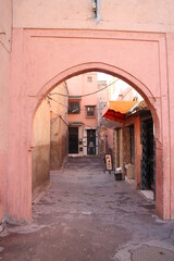 Fototapeta na wymiar Lanes and gates in Marrakesh, Morocco
