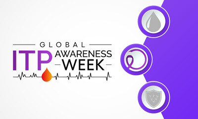 ITP (Immune thrombocytopenic purpura) awareness week is observed every year in September,  it is a blood disorder characterized by a decrease in number of platelets in the blood. Vector art