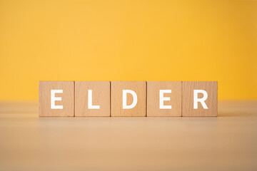 年上・年長者のイメージ｜「ELDER」と書かれたブロック