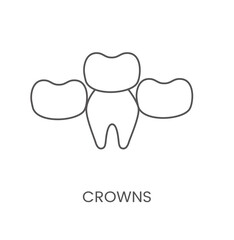 Linear icon crowns. Vector illustration for dental clinic