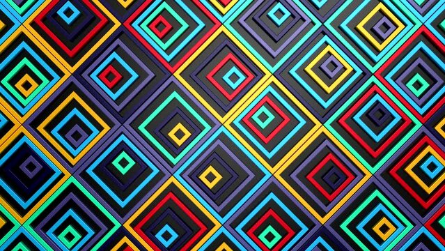 Animated Rectangles Background. Abstract motion, loop, 3d rendering, 4k resolution
