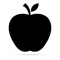 Apple icon with shadow, healthy raw symbol, foot sweet fruit, vector illustration design, eco diet