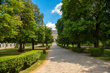 Beautiful nature park in Cerveny kamen castle. Castle in Slovakia, Europe. 