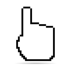 Mouse cursor pixel shadow icon, web click symbol, computer pointer vector illustration