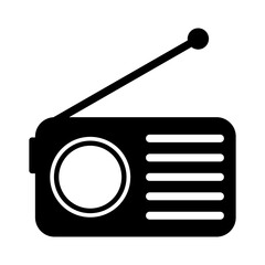 Retro radio station icon, flat isolated music sound media button, web vector illustration