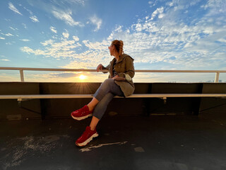 person on the ferryboat