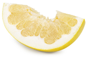 Slice pomelo fruit isolated on white background. Clipping path and full depth of field