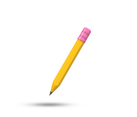 Pencil and eraser 3d icon isolated. Minimal style clean 3D symbol of education. Rubber eraser and yellow pencil icon on purple background.
3D rendered Illustration