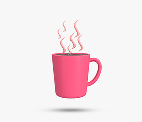 Hot Coffee mug with smoke icon. Hot coffee mug and tea cup 3D icon. Strong coffee in espresso cup and smoke. Food, Beverages Icon. Mug icon. Hot drink, Tea, coffee.
3D rendered Illustration