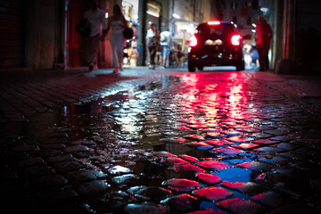 Late night on a rainy evening in Rome, Italy. © Mark Castiglia