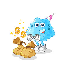 cotton candy refuse money illustration. character vector