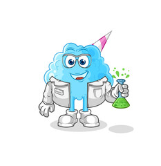 cotton candy scientist character. cartoon mascot vector