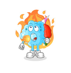 cotton candy eat hot chilie mascot. cartoon vector