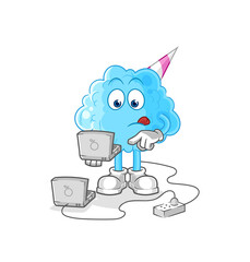cotton candy with laptop mascot. cartoon vector