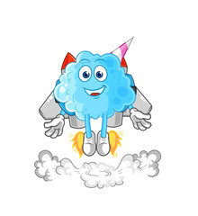 cotton candy with jetpack mascot. cartoon vector