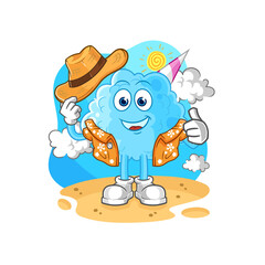 cotton candy go on vacation. cartoon mascot vector