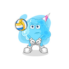 cotton candy play volleyball mascot. cartoon vector