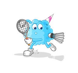 cotton candy playing badminton illustration. character vector