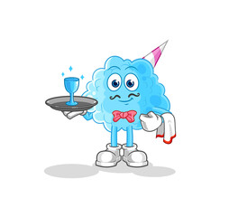 cotton candy waiter cartoon. cartoon mascot vector