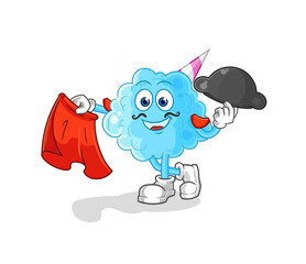 cotton candy matador with red cloth illustration. character vector