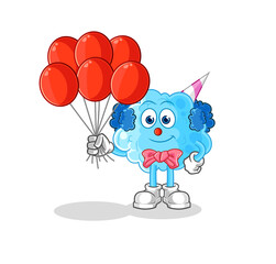 cotton candy clown with balloons vector. cartoon character