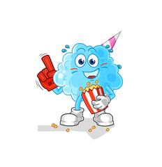 cotton candy fan with popcorn illustration. character vector