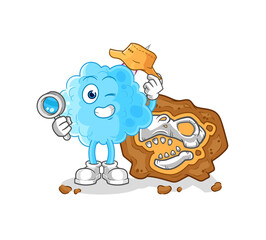 Fototapeta premium cotton candy archaeologists with fossils mascot. cartoon vector