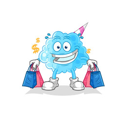 cotton candy shoping mascot. cartoon vector