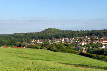 Fototapeta na wymiar Hills and Jouy village in Ile-De-France region