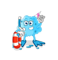 cotton candy swimmer with buoy mascot. cartoon vector