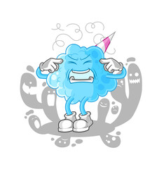 depressed cotton candy character. cartoon vector