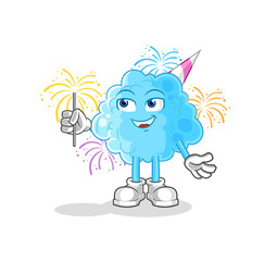 cotton candy with fireworks mascot. cartoon vector