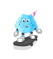 cotton candy riding skateboard cartoon character vector