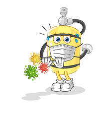 diver cylinder refuse viruses cartoon. cartoon mascot vector