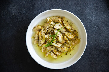 artichoke canned fruits fresh healthy meal food snack diet on the table copy space food background rustic top view keto or paleo diet veggie vegan or vegetarian food